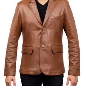 Two Button Lambskin Leather Blazer for men - Classy Vibes